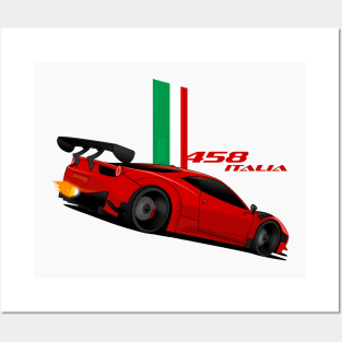 Ferrari 458 Italia red Italian Stripes Posters and Art